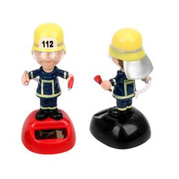 Interior Decorations Dashboard Decoration Car Styling Solar Powered Dancing Toy Swinging Plastic Firemen Shape Ornament Auto Accessories