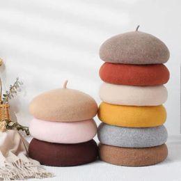 Berets Wool Beret Hat For Women Girls Thick Soft Winter Fashion French Dome Hats Cap Female Warm Beanies