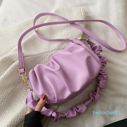 Evening Bags Small Purple Ruched Crossbody For Women 2021 Trends Designer Shoulder Handbags And Purses Daily Use Hand