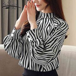 Fashion Women Blouses Spring Striped Chiffon Shirt Clothing Long Sleeve Shirts Elegant 1832 50 210508