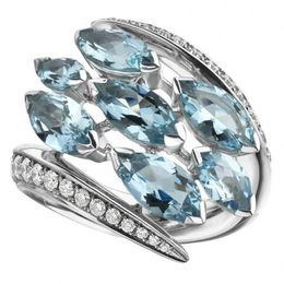 Wedding Rings Trendy Charm Female Light Blue Marquise Shiny CZ Elegant Lady Accessories For Party Delicate Gift Statement Jewelry