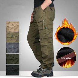 Winter Thick Fleece Casual Pants Men Cotton Military Tactical Baggy Cargo Pants Double Layer Warm Thermal Straight Long Trousers 211201