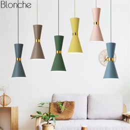 Pendant Lamps Modern Macarons Lights LED Aluminium Hanging Lamp Funnel Light For Living Room Bedroom Kitchen Home Lighting Fixtures