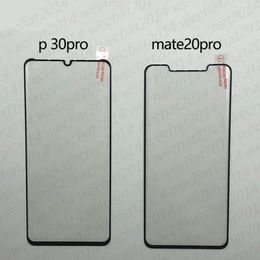 100PCS Full Glue Tempered Glass with Fingerprint Hole Protector for Huawei P30 P40 P50 Pro Mate 20 30 40 5G