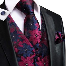 wedding deals UK - Men's Vests Hi-Tie 5 Sets For Wedding Suit Pocket Squar Cufflinks And Tie Set Vintage Men Fashion Bundles Deal