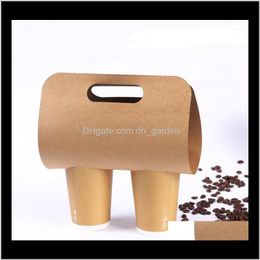 Sts Kitchen Supplies Kitchen, Dining Bar Home & Garden Drop Delivery 2021 Disposable Kraft Paper Cup Base Holder With Handle Eco Friendly Cof