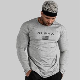 Men's Fashion Gym Fitness T-shirt Men Casual Long Sleeve t Shirt Male Print Tee Tops Autumn Running Sport Workout Clothes Brand Apparel 1tjl1tjl