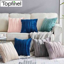 Topfinel Velvet Striped Decorative Pillows Throw Pillow Cover Cases Pillow Case Cushion Covers For Home Sofa Seat Chair 45x45cm 210401