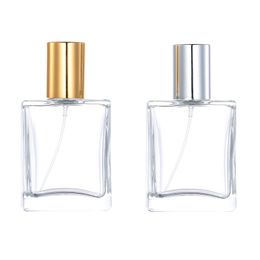 Nbyaic 50pcs Gold and silver straight cover square glass perfume bottle 30ml50ml100ml large capacity empty perfume bottle