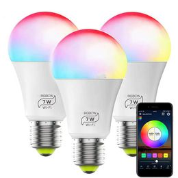 Smart WIFI LED Bulb E27 7W RGBCW Magic Home LEDGlight remote control Required Works with Alexa Google and Siri