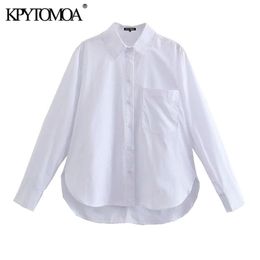 Women Fashion With Pockets Loose Asymmetry Blouses Long Sleeve Button-up Female Shirts Blusas Chic Tops 210420