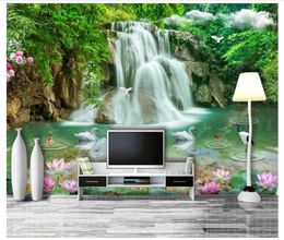 Wallpapers Custom Po Wallpaper 3d For Walls 3 D Three-dimensional Landscape Waterfall Mural TV Background Wall Paper