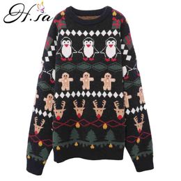 Women Winter Pullover and Sweaters Christmas Sweater Jumpers Long Sleeve Snowman Cartoon Red Cute Knitwear 210430