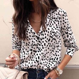 leopard print autumn winter blouse shirt women casual ladies office tops white black vintage blusa mujer plus size 210415