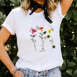 Flowers Garden 100%Cotton Print Women Tshirt Women's Funny Summer Casual Short Sleeve Top Vintage Art Tee Nature Eco Life Shirt Y0629