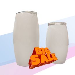 Sublimation wine tumblers stainless steel football cups double wall vacuum insulated 15oz 20oz 25oz blank white oval tumbler poetable beer milk tea water bottle