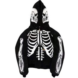 skeleton zip moletom com capuz