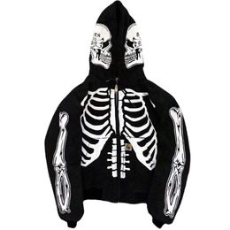 Men's Hoodies & Sweatshirts Hip Hop Skeleton Hooded Jackets Men Harajuku Irregular Sweatshirt Male Streetwear Casual Coat Unisex