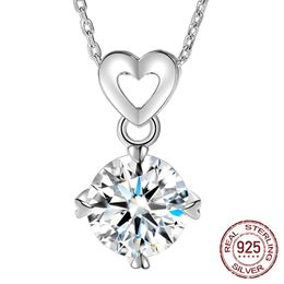 Solitaire 8mm 2ct Zirconia Diamond Pendant Necklace 925 Solid Silver Choker Statement Necklaces Women Fashion Jewellery XDZ106