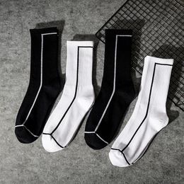 Performance Cushion Crew Socks Cotton Wicking Durable Fashion Casual Everyday Stripe Sock for Men Women White Black