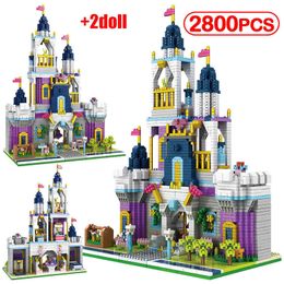 2800PCS Friends Castle Garden Bricks Princess Fairy Tale Castle 3D Model DIY Diamond Mini Building Blocks Toys for Children Girl X0902
