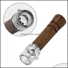 Pipes Sundries Home & Gardenwalnut Glass Pipe Portable Creativity Straight Detachable Wooden Cigarette Holder Household Smoking Aessories Hw