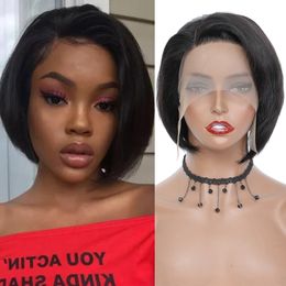 Brasiliansk Rak Pixie Cut Lace Wig 13x4x1 Remy Sidodel Korta Bob Human Hair För Black Women 150% Täthet