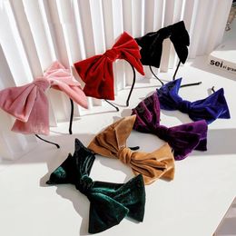 Autumn and winter Velvet Big Barrette Bow For Girls Woman Hair Hoop Drape All-match Headband Headwear Hair Accessories