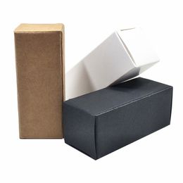 White Black Brown Kraft Paper DIY Foldable Gift Package Box Cardboard Box Essential Oil Perfume Small Bottle Pack Box