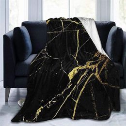 Blankets Black Marble Gold Line Cubre Camara Green Throw Blanket 3D Print On Demand Sherpa Super Comfortable For Sofa Thin Quilt