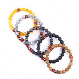 Men Black Iron Lava Beads Bracelet Multi Color Natural Volcanic Stone Bead Bracelets Bangle Fashion Jewelry