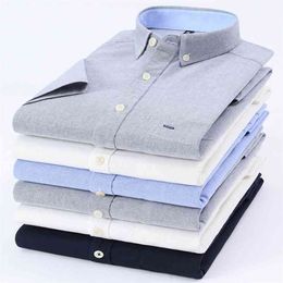 Summer Men's 100% Cotton Oxford Shirts Casual Slim Fit Design Short Sleeve Fashion Male 210708
