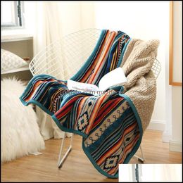 Blankets Home Textiles & Garden Super Soft Throw Blanket For Sofa Portable Car Travel Er Retro Flannel Fleece Sherpa Bohemian Couch Drop Del