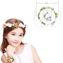 2018 Princess garland and bracelet flower Wedding bride bridesmaid garland Dance headdress Beautiful headband 3 combinations of colors.