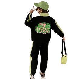 Kids Sport Clothes Jacket + Pants Suit For Girls Letter Pattern Spring Autumn Children's 210527
