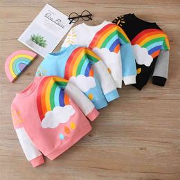 Baby / Toddler Cute Sun Rainbow Print Long-sleeve Pullover 210528