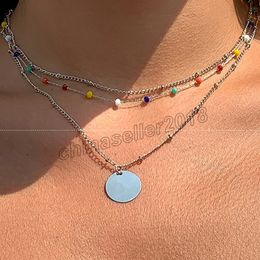 2022 Chic Simple Colourful Beads Multi-layers Choker Necklace Suqiuned Pendant Necklace Jewellery