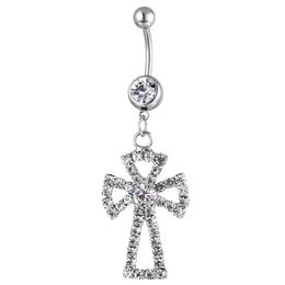 YYJFF D0064 Cross Belly Navel Button Ring Clear Colour