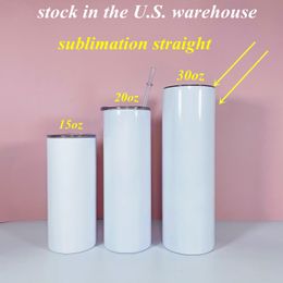 Local Warehouse!! 30oz sublimation straight tumbler stainless steel skinny tumblers vacuum insulated travel mug seamless Short delivery time(25pcs)