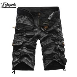 FOJAGANTO Quality Brand Men Cargo Shorts Summer Male Casual Shorts Waist Men's Street Cargo Short (No belt) 210329
