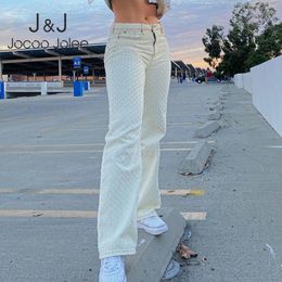 Jocoo Jolee Women Spring Autumn Casual Vintage Button Fly Solid All-match Middle Waist Pants Office Lady Straight trousers 210518