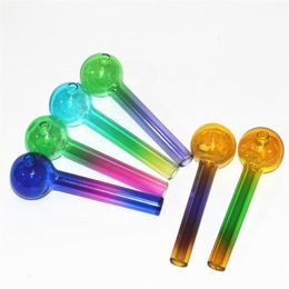 10cm Colourful Pyrex Glass Oil Burner Pipe tobcco herb nails Water HandPipes Smoke Accessories Glass Tube Smoking Pipes