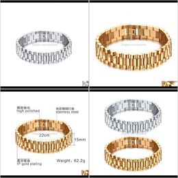 Link, Chain Bracelets Drop Delivery 2021 Link Jewelry Mens Watch With Bracelet Gold Stainless Hand Titanium Steel Jwoea