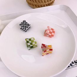 Korea INS HOT Fine Women Hairpins Headdress Acrylic Black White Grid Fashion Square Claw clips For Girls Hair Accessories