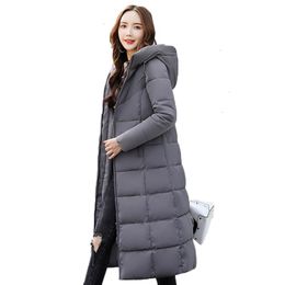 Женские пуховые парки больших размеров 5XL 6XL, зимняя куртка, женская хлопковая однотонная длинная верхняя одежда с капюшоном, толстое теплое стеганое пальто