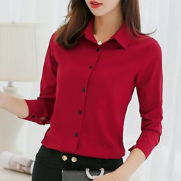 Blouse Women Chiffon Office Career Shirts Tops Fashion Casual Long Sleeve Blouses Femme Blusa 210518