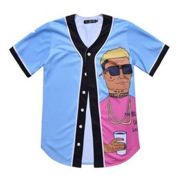 Baseball Jersey Men Stripe Short Sleeve Street Shirts Black White Sport Shirt XAL700