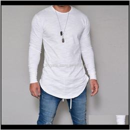 T-Shirts Tees & S Apparel Drop Delivery 2021 Long Sleeve T Shirt Men Cotton Casual Tshirt Streetwear Solid Colour Slim Fit Fitness Clothing Me