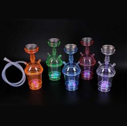 Acrylic Bottle Pipes Hookah Led Cup Shisha Hose Light Hookahs Cups Sets Water Bongs Oil Rigs Smoking Tools Accessories