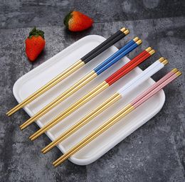 Stainless Steel Chopsticks Metal Chop Sticks Tableware Silver Gold Multicolor Tableware Wedding Party Festival Supplies SN3448